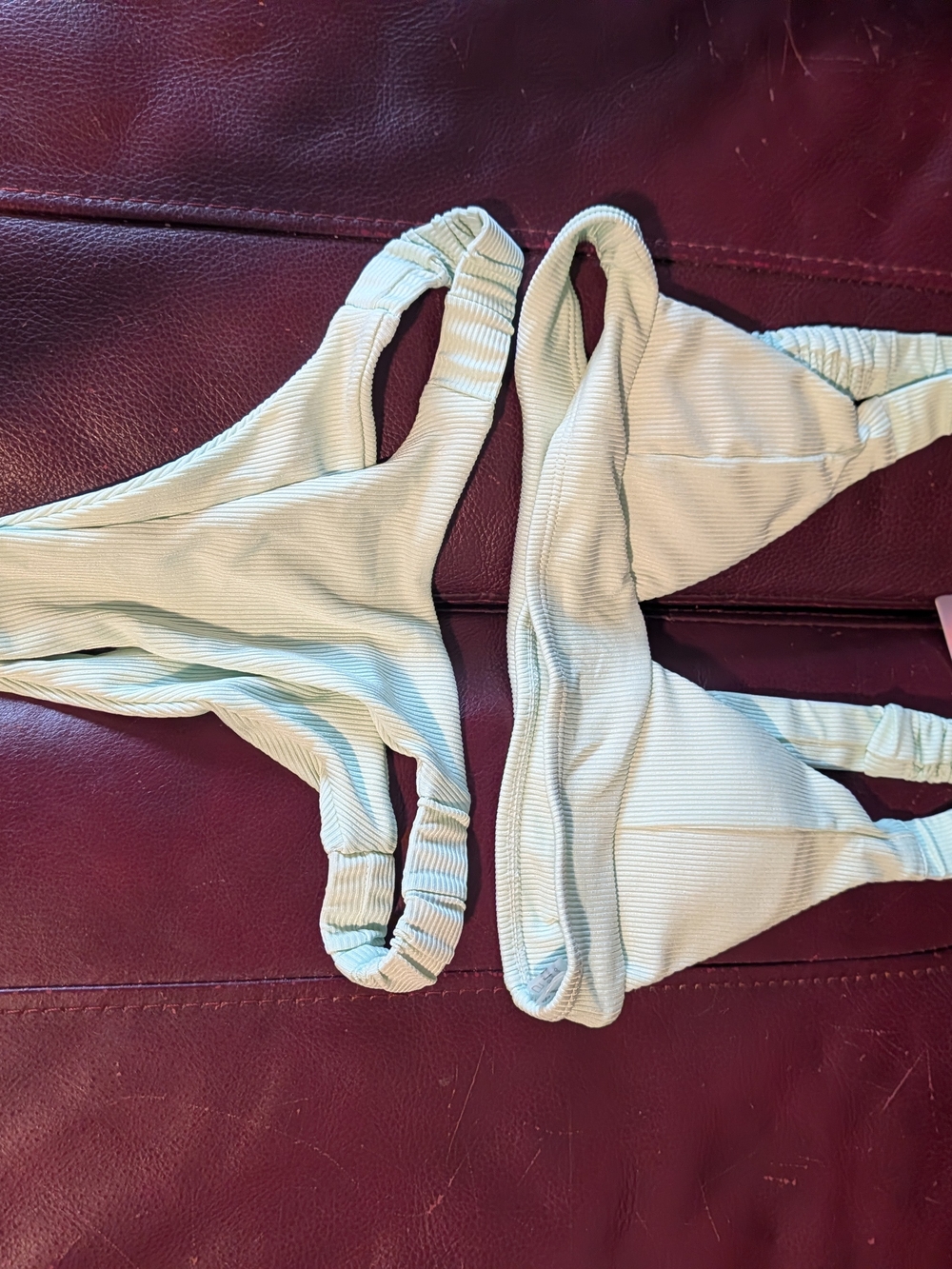Light Mint Ribbed Triangle Bikini Top and Bottom Set